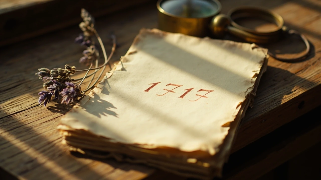 Numero 1717 su un foglio con dettagli dorati, evocazione del significato angelico