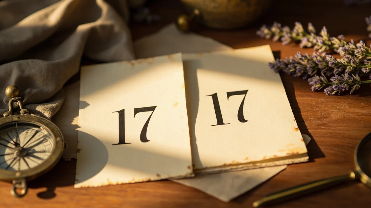 Sequenza numerica 17 17 su carta con strumenti di riflessione